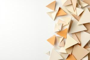paper triangles on white background photo