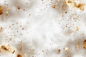 Golden splashes and abstract textures on white background, creating luxurious design photo