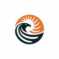 an eagle is flying in the wind and waves vector