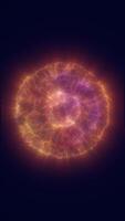 A fiery glowing sphere made of electric tendrils pulses with energy, floating in a dark cosmic void video