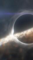 Artistic visualization of a black hole with glowing energy streams, mysterious cosmic phenomenon in space video