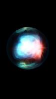 Abstract glowing sphere with blue and red light flare, representing energy, cosmic motion, or digital orb effect video