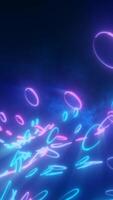 Neon abstract shapes in vibrant pink and blue colors floating dynamically, creating a futuristic visual video