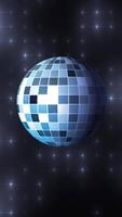 Shiny blue disco ball with grid pattern floating in a starry background, symbolizing party, dance, or retro style video