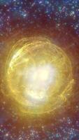 Bright cosmic explosion surrounded by stars and colorful celestial dust, symbolizing universal creation video
