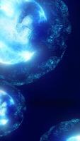 Abstract visualization of cells glowing with bright energy, illustrating biotechnology, science, and cellular dynamics video
