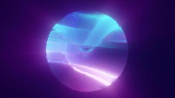 A futuristic abstract orb with electric trails spiraling outward in a glowing digital vortex of energy video