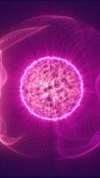 Glowing digital sphere erupts with radiant electric trails, representing power, data flow, and futuristic energy video