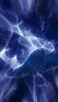 Electric white neural structure bursts across deep blue space in a glowing cosmic web video