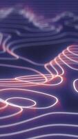 Stylized neon contour lines in glowing red and white, forming abstract topographic waves and paths video
