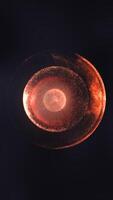 Abstract red sphere formed by swirling glowing particles and energy trails on a dark background video