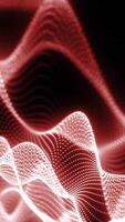 vermelho onda malha fez do brilhando partículas, representando digital fluxo, energia, e abstrato tecnologia video