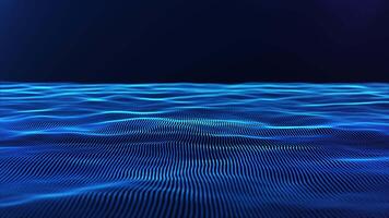slät blå strömmande vågor i en dynamisk rörelse mönster. abstrakt digital animering med mjuk rader och tech energi. idealisk för sci-fi, trogen mönster, eller teknologi intros. video