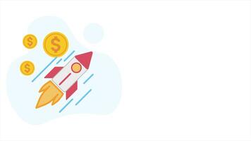 Start-up in business animation with big profit potential. Background with place for text. Motion design in flat design style video