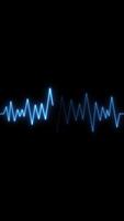 Background vertical animation lines neon cardiogram blue color in dark. Loop playback motion design video