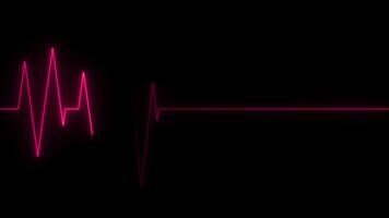 Neon cardiogram line background animation of straight red lines in the dark. Loop playback motion design video