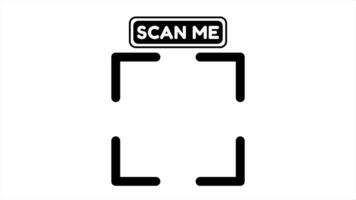 QR Code Scan Label animation. Scan QR Code line icon. Scan Me Text box mockup. Loop motion design video
