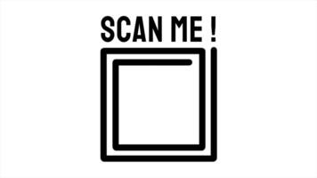 QR code scanning label animation. QR code scanning line icon. Scan Me text above. Loop motion design video