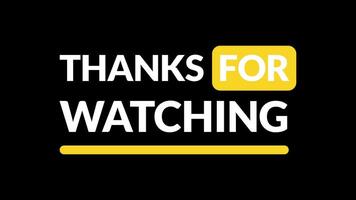 Thanks For Watching text animation for YouTube Outro. Yellow color and simple lines. Motion design background video