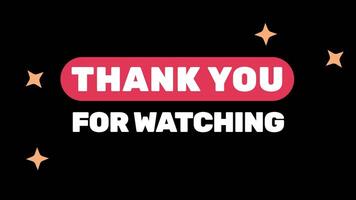 Thank You For Watching text animation for YouTube Outro. Red writing frame and stars. Motion design background video