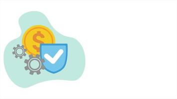 Animation of money security with a good system in business. Background with place for text. Motion design in flat design style video