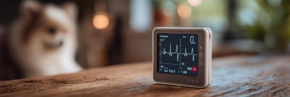Digital Heart Monitor Displays Vital Signs of Animals in a Modern Veterinary Setting With a Soft Background Blur photo