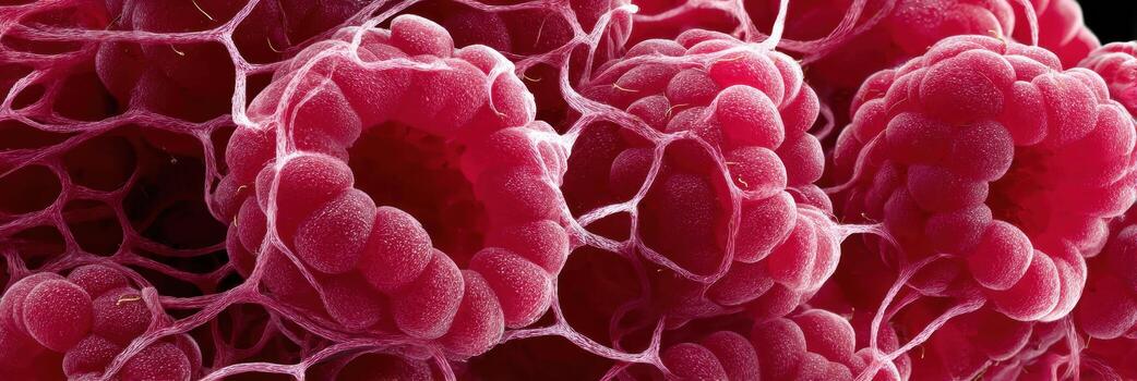 de cerca ver de frambuesa macro estructura destacando vívido detalles de el frutas único textura y intrincado diseño foto