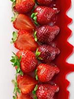 Strawberries Transforming Into Juice in a Smooth Transition Illustration With a Clean Top Layout photo