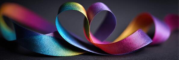 Brightly Colored Ribbon Forming a Heart Shape Represents Support for Mental Health and Wellness, Emphasizing the Importance of Compassion and Understanding photo