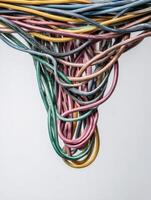 Tangled Cables Transform Into Organized Connections in Minimalist Space Showcasing Clarity and Order photo