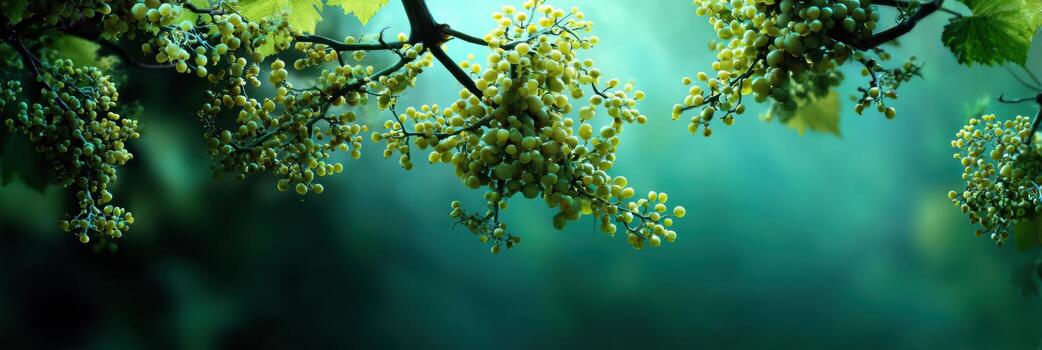 flotante vid en lujo orgánico estilo con un profundo verde antecedentes creando un tranquilo atmósfera foto