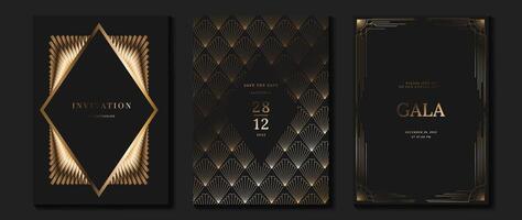 Black and gold invitation designs vector