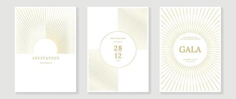 Luxury premium cover design set. Abstract background with gold line pattern. Royal template for premium menu, formal invitation, flyer layout, lux invite card vector