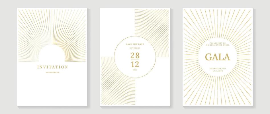Luxury premium cover design set. Abstract background with gold line pattern. Royal template for premium menu, formal invitation, flyer layout, lux invite card
