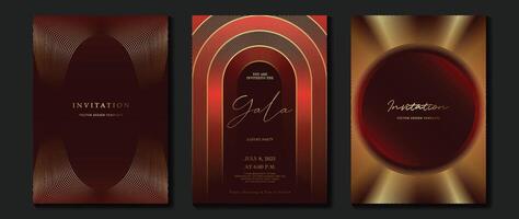 Gala invitation design in red and gold vector