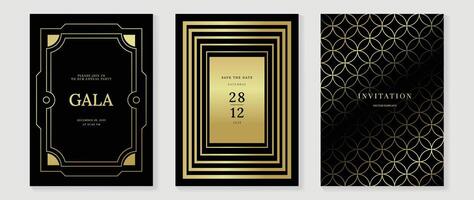Elegant gala invitation designs with gold accents vector