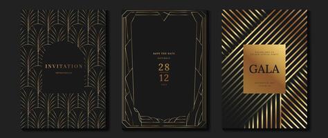 Stylish black and gold invitation designs vector
