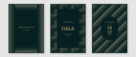 Modern cover design set. Gold abstract line pattern in premium gold color. Luxury golden stripe layout for business background, certificate, brochure template vector