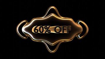Glowing 60 Percent Off Discount Label For Sales Promotion Concept video