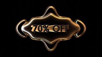 Glowing 70 Percent Off Discount Label For Sales Promotion Concept video