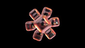 Glowing Glossy Geometric Shape Rotation Animation Against Black Background video