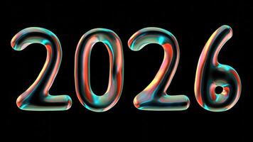 Colorful Number 2026 Animation For New Year Concept Isolated Against Black Background video