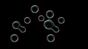 Colorful Transparent Droplets Or Bubbles Floating Against A Black Background video