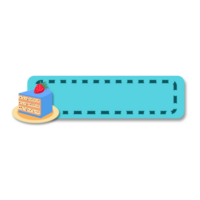 Cute Blue Name Tag with Strawberry Cake Slice png