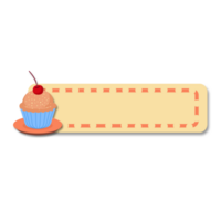 Cute Beige Name Tag with Cupcake and Cherry png