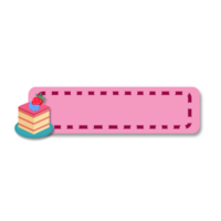 Cute Pink Name Tag with Strawberry Cake Slice png