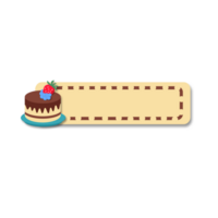 Beige Name Tag with Chocolate Cake and Strawberry png