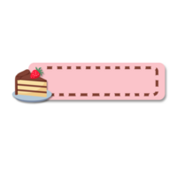 Pink Name Tag with Chocolate Swirl Cake Slice png
