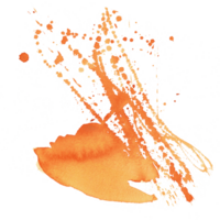 Bright watercolor splashes of ripe sea buckthorn berries. Illustration with dynamic splashes, handmade, a design element for compositions and as an independent element for patterns and backgrounds. png