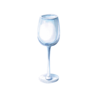 Empty glass wine goblet. Isolated watercolor illustration in realistic style for restaurant, bar design, menu design, printing on posters and postcards. png